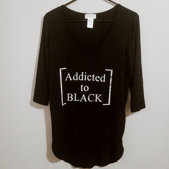 SOLD 5/$40 Enough About Me  Addicted to Black Tee - Picture 2 of 5